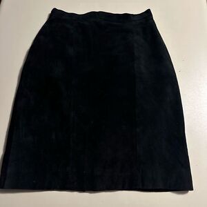 Vintage 90s Don’t Stop Brand Womens 100% Suede Black Leather Mini Skirts Size 5